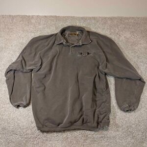Cotton Stuff Mens Gray Long Sleeve Collared Button Up Pullover XL Made USA